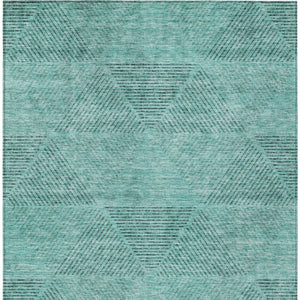 Homeroots 3' Geometric Washable Indoor Outdoor Area Rug In Artichoke And Fern Green For Stylish Spaces 5' X 8' Polyester 586535