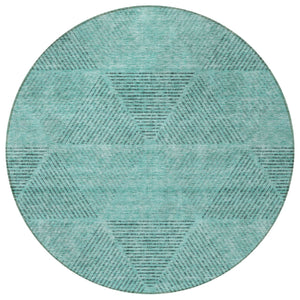 Homeroots 3' Geometric Washable Indoor Outdoor Area Rug In Artichoke And Fern Green For Stylish Spaces 8' Round Polyester 586536