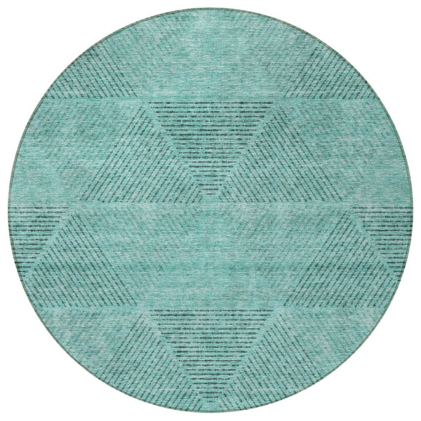 Homeroots 3' Geometric Washable Indoor Outdoor Area Rug In Artichoke And Fern Green For Stylish Spaces 8' Round Polyester 586536