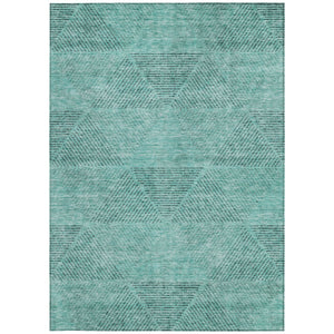 Homeroots 3' Geometric Washable Indoor Outdoor Area Rug In Artichoke And Fern Green For Stylish Spaces 8' X 10' Polyester 586537