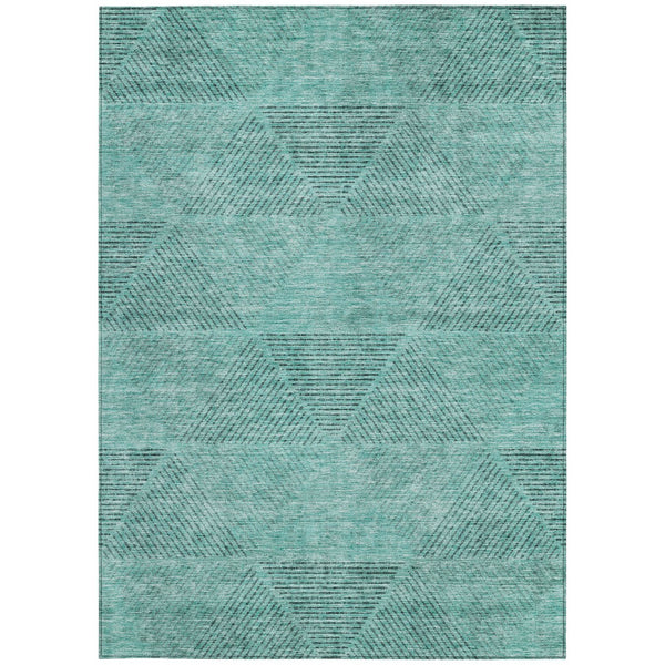 Homeroots 3' Geometric Washable Indoor Outdoor Area Rug In Artichoke And Fern Green For Stylish Spaces 8' X 10' Polyester 586537