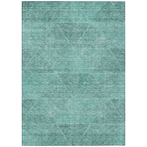 Homeroots 3' Geometric Washable Indoor Outdoor Area Rug In Artichoke And Fern Green For Stylish Spaces 8' X 10' Polyester 586537
