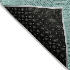 HomeRoots 5' Vibrant Teal Blue and Aqua Geometric Area Rug - Durable, Washable for Indoor & Outdoor Use 8' X 10' 586537