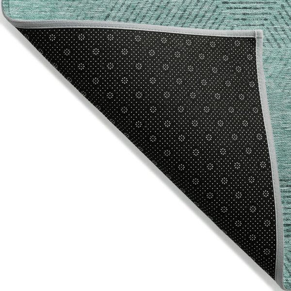 HomeRoots 5' Vibrant Teal Blue and Aqua Geometric Area Rug - Durable, Washable for Indoor & Outdoor Use 8' X 10' 586537