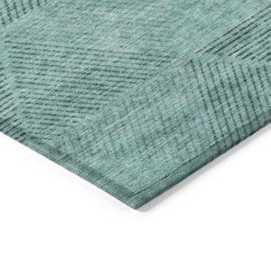 Homeroots 3' Geometric Washable Indoor Outdoor Area Rug In Artichoke And Fern Green For Stylish Spaces 8' X 10' Polyester 586537