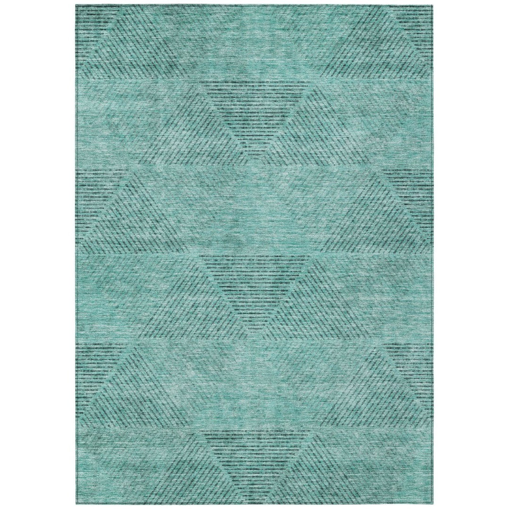 HomeRoots 9' Teal Blue and Aqua Geometric Area Rug – Stylish, Washable Design for Indoor and Outdoor Spaces 9' X 12' 586538