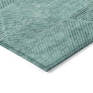 Homeroots 3' Geometric Washable Indoor Outdoor Area Rug In Artichoke And Fern Green For Stylish Spaces 9' X 12' Polyester 586538