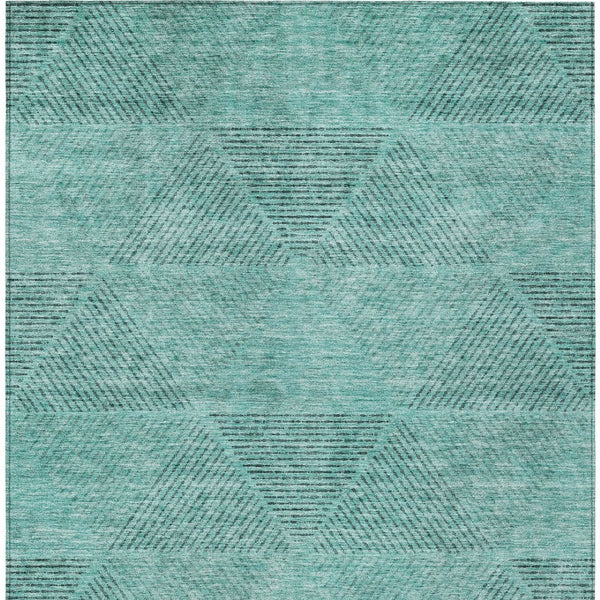 Homeroots 3' Geometric Washable Indoor Outdoor Area Rug In Artichoke And Fern Green For Stylish Spaces 10' X 14' Polyester 586539