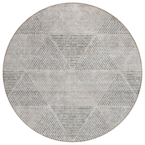 HomeRoots 5' Stylish Taupe Brown and Ivory Geometric Area Rug - Durable, Washable, Indoor/Outdoor Use 8' Round 586542