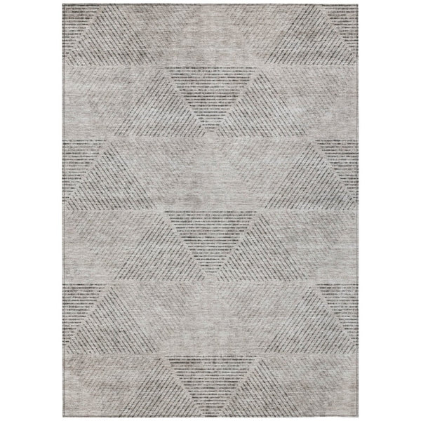 HomeRoots 9' Taupe Brown and Ivory Geometric Area Rug - Stylish, Washable, Indoor/Outdoor, Durable Design! 9' X 12' 586544