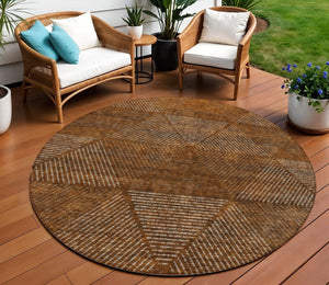 Homeroots 3' Geometric Washable Indoor Outdoor Area Rug In Artichoke And Fern Green For Stylish Spaces 8' Round Polyester 586548