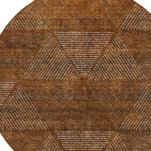 Homeroots 3' Geometric Washable Indoor Outdoor Area Rug In Artichoke And Fern Green For Stylish Spaces 8' Round Polyester 586548