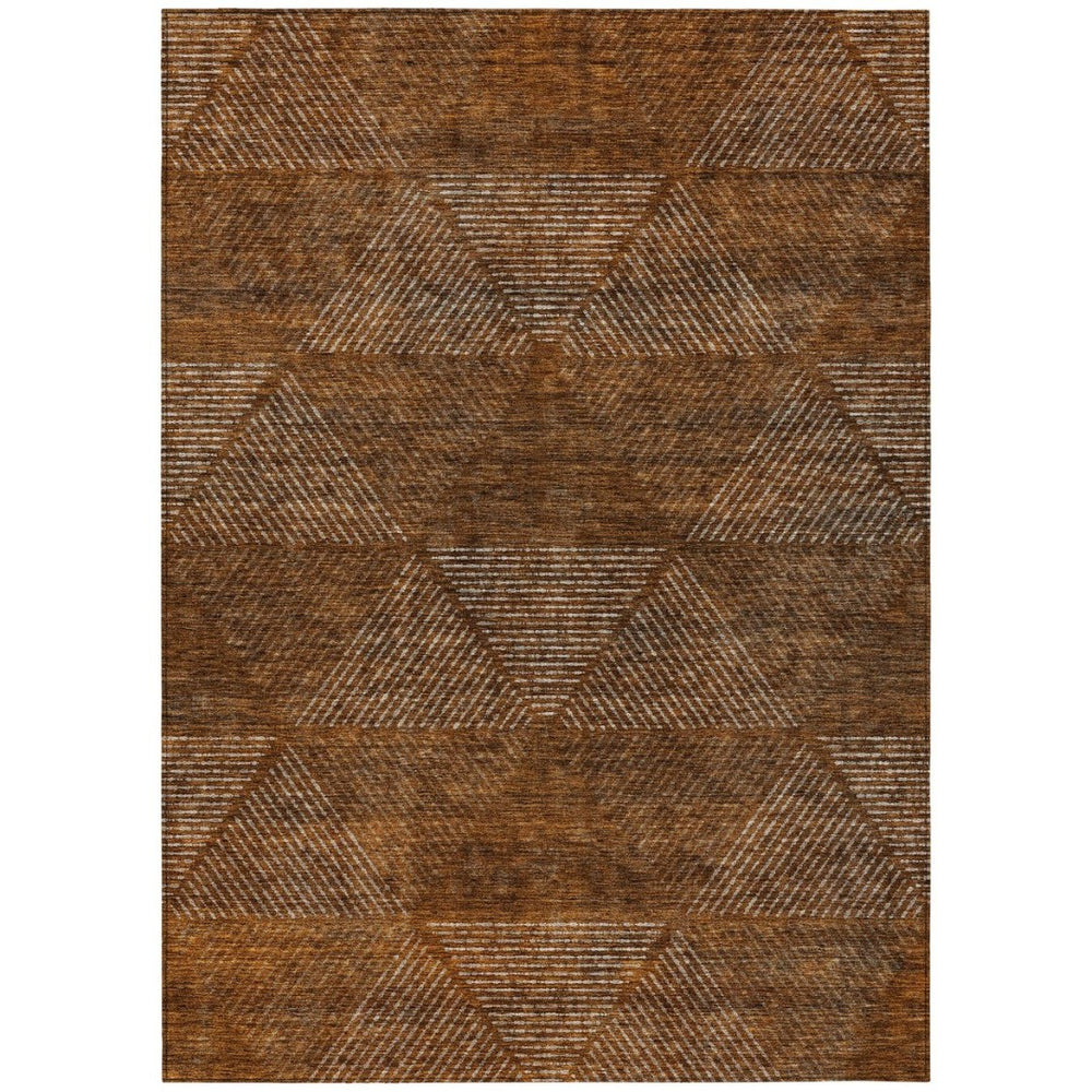 HomeRoots 9' Terra Cotta Copper Beige Geometric Area Rug - Stylish, Washable Indoor Outdoor Décor for Every Space 9' X 12' 586550