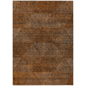 HomeRoots 9' Terra Cotta Copper Beige Geometric Area Rug - Stylish, Washable Indoor Outdoor Décor for Every Space 9' X 12' 586550