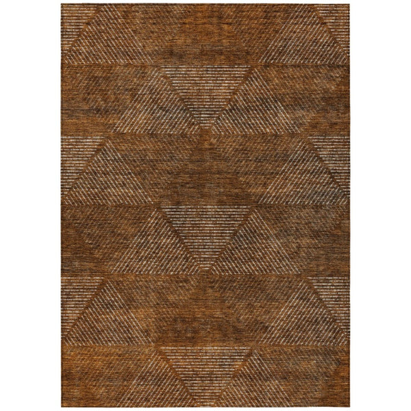 HomeRoots 9' Terra Cotta Copper Beige Geometric Area Rug - Stylish, Washable Indoor Outdoor Décor for Every Space 9' X 12' 586550