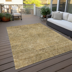 Homeroots 3' Geometric Washable Indoor Outdoor Area Rug In Artichoke And Fern Green For Stylish Spaces 3' X 5' Polyester 586552