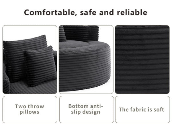 English Elm Round Cloud Sectional Sofa Bed with Memory Foam Cushions for Studio Living Spaces Black W3224P444284