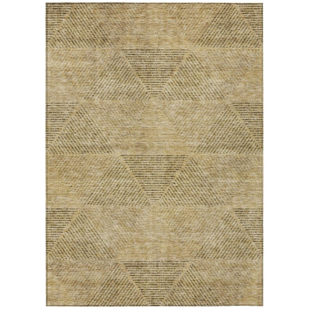 HomeRoots 5' Washable Wheat and Beige Geometric Area Rug for Indoor and Outdoor Spaces - Durable & Stylish 5' X 8' 586553