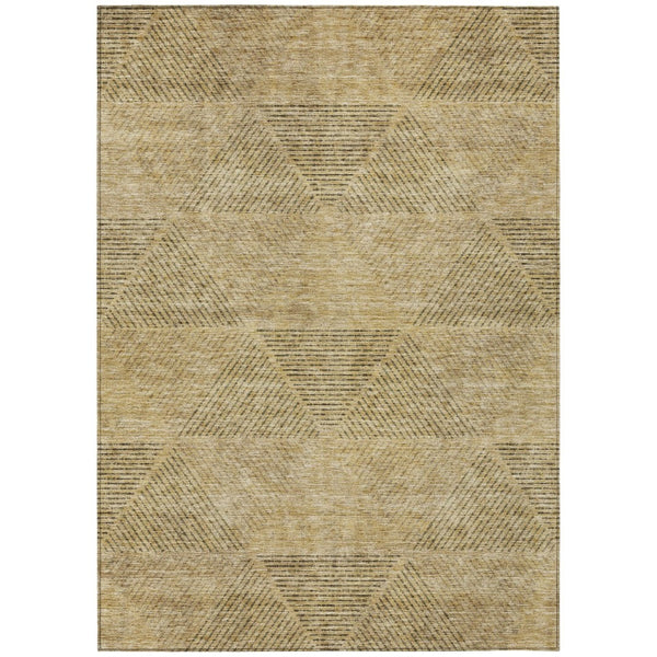 HomeRoots 5' Washable Wheat and Beige Geometric Area Rug for Indoor and Outdoor Spaces - Durable & Stylish 5' X 8' 586553