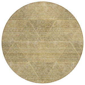 HomeRoots 5' Washable Wheat and Beige Geometric Area Rug for Indoor and Outdoor Spaces - Durable & Stylish 8' Round 586554