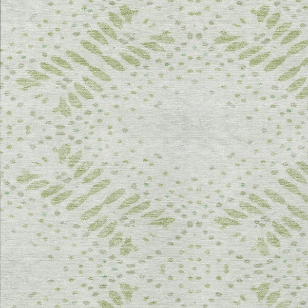 Homeroots 3' Artichoke Green And Fern Green Floral Washable Rug For Indoor And Outdoor Style And Comfort 3' X 5' Polyester 586558