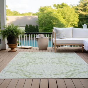 Homeroots 3' Artichoke Green And Fern Green Floral Washable Rug For Indoor And Outdoor Style And Comfort 3' X 5' Polyester 586558