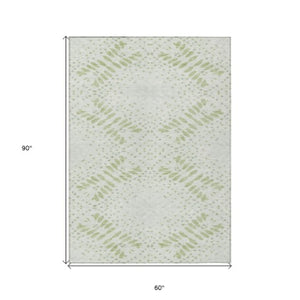Homeroots 3' Artichoke Green And Fern Green Floral Washable Rug For Indoor And Outdoor Style And Comfort 5' X 8' Polyester 586559