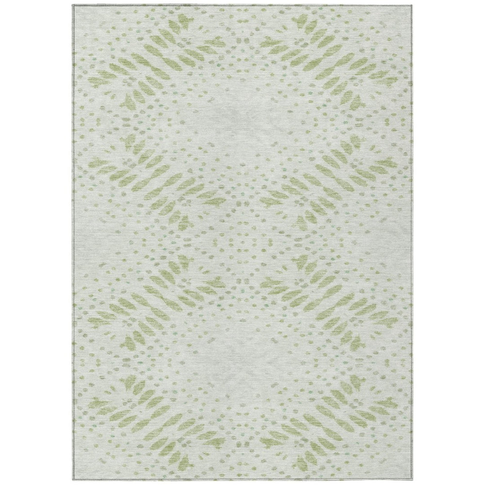 HomeRoots 5' Timeless Floral Washable Area Rug in Artichoke & Fern Green for Indoor & Outdoor Spaces 5' X 8' 586559