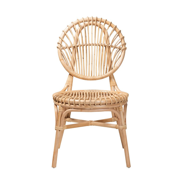 English Elm Modern Woven Rattan Dining Chair Openwork Round Back Bohemian Coastal Seating B2750P420381
