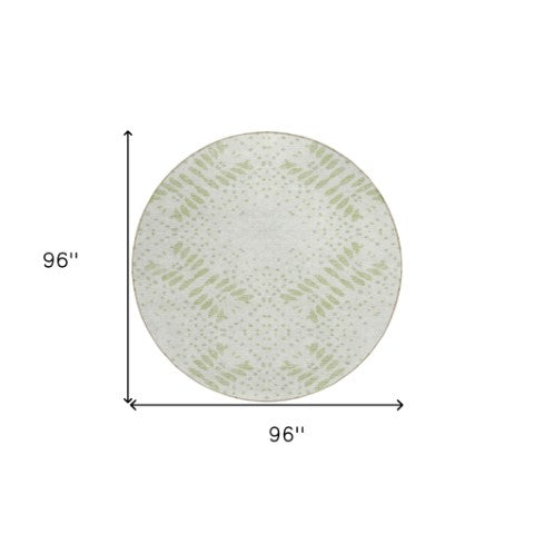 Homeroots 3' Artichoke Green And Fern Green Floral Washable Rug For Indoor And Outdoor Style And Comfort 8' Round Polyester 586560