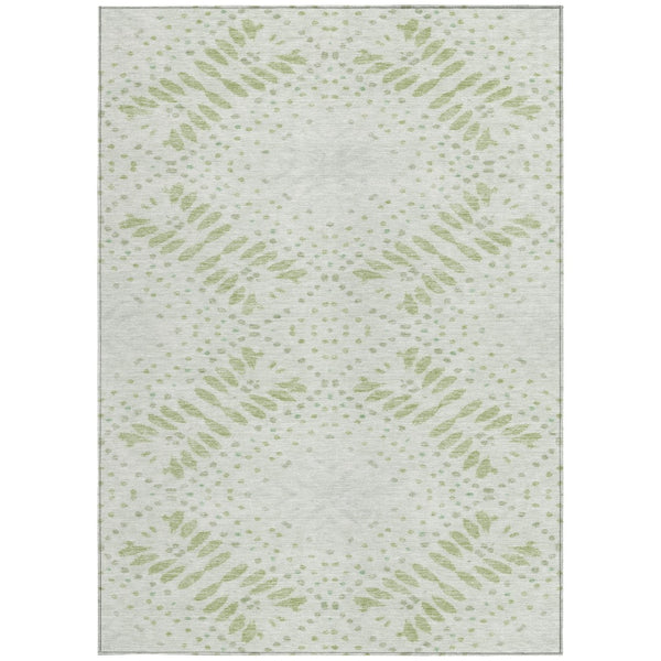 Homeroots 3' Artichoke Green And Fern Green Floral Washable Rug For Indoor And Outdoor Style And Comfort 8' X 10' Polyester 586561