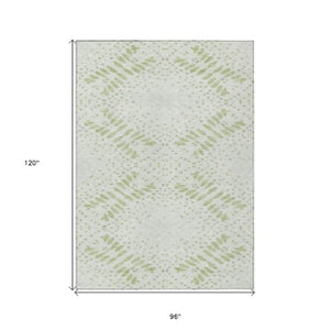 Homeroots 3' Artichoke Green And Fern Green Floral Washable Rug For Indoor And Outdoor Style And Comfort 8' X 10' Polyester 586561