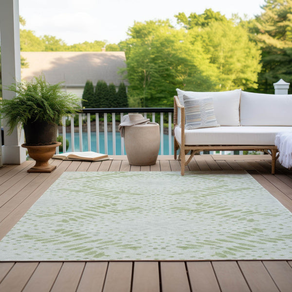Homeroots 3' Artichoke Green And Fern Green Floral Washable Rug For Indoor And Outdoor Style And Comfort 8' X 10' Polyester 586561
