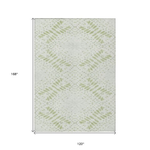 Homeroots 3' Artichoke Green And Fern Green Floral Washable Rug For Indoor And Outdoor Style And Comfort 10' X 14' Polyester 586563