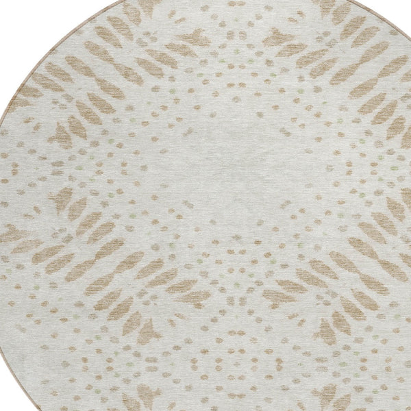 Homeroots 3' Artichoke Green And Fern Green Floral Washable Rug For Indoor And Outdoor Style And Comfort 8' Round Polyester 586566