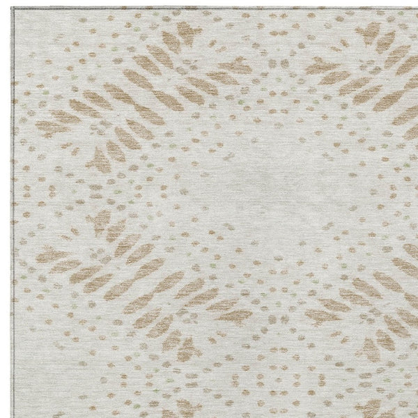 Homeroots 3' Artichoke Green And Fern Green Floral Washable Rug For Indoor And Outdoor Style And Comfort 9' X 12' Polyester 586568