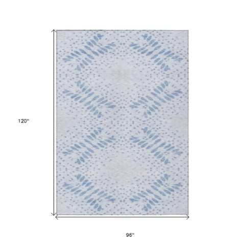 Homeroots 3' Artichoke Green And Fern Green Floral Washable Rug For Indoor And Outdoor Style And Comfort 8' X 10' Polyester 586573