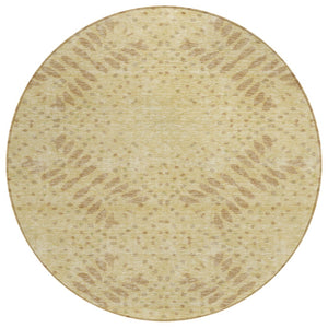 HomeRoots 5' Elegant Gold Beige Taupe Floral Washable Area Rug for Indoor Outdoor Spaces - Durable & Stylish 8' Round 586578
