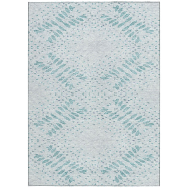 Homeroots 3' Artichoke Green And Fern Green Floral Washable Rug For Indoor And Outdoor Style And Comfort 5' X 8' Polyester 586589