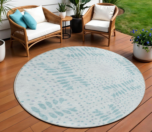 Homeroots 3' Artichoke Green And Fern Green Floral Washable Rug For Indoor And Outdoor Style And Comfort 8' Round Polyester 586590