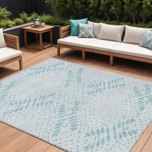 Homeroots 3' Artichoke Green And Fern Green Floral Washable Rug For Indoor And Outdoor Style And Comfort 10' X 14' Polyester 586593