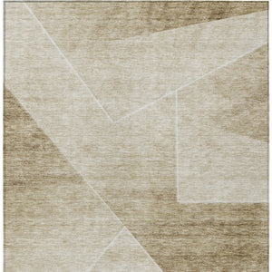Homeroots 3' Beige Tan And Ivory Abstract Washable Rug - Perfect For Indoor And Outdoor Spaces, Durable & Stylish 10' X 14' Polyester 586599