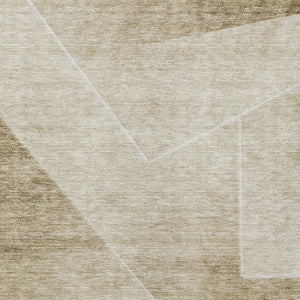 Homeroots 3' Beige Tan And Ivory Abstract Washable Rug - Perfect For Indoor And Outdoor Spaces, Durable & Stylish 10' X 14' Polyester 586599