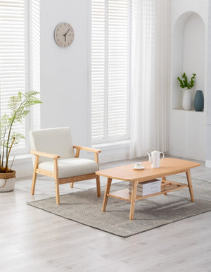 English Elm Bari Mid-century Solid Wood Accent Chair and Coffee Table Set for Small Spaces B2749S00335