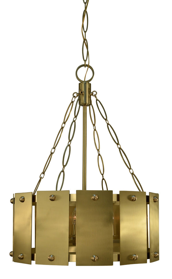 Framburg 6-light Handcrafted Brushed Brass Barrington Chandelier – Elegant Design With Unique Metal Shields Brushed Brass Metal 5866 Br