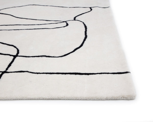 Sunpan Tilda Hand-tufted Wool Rug: Chic Monochrome Design In Soft Low Pile For Elegant Home Décor White Wool 111977