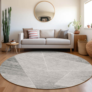 Homeroots 3' Beige Tan And Ivory Abstract Washable Rug - Perfect For Indoor And Outdoor Spaces, Durable & Stylish 8' Round Polyester 586608