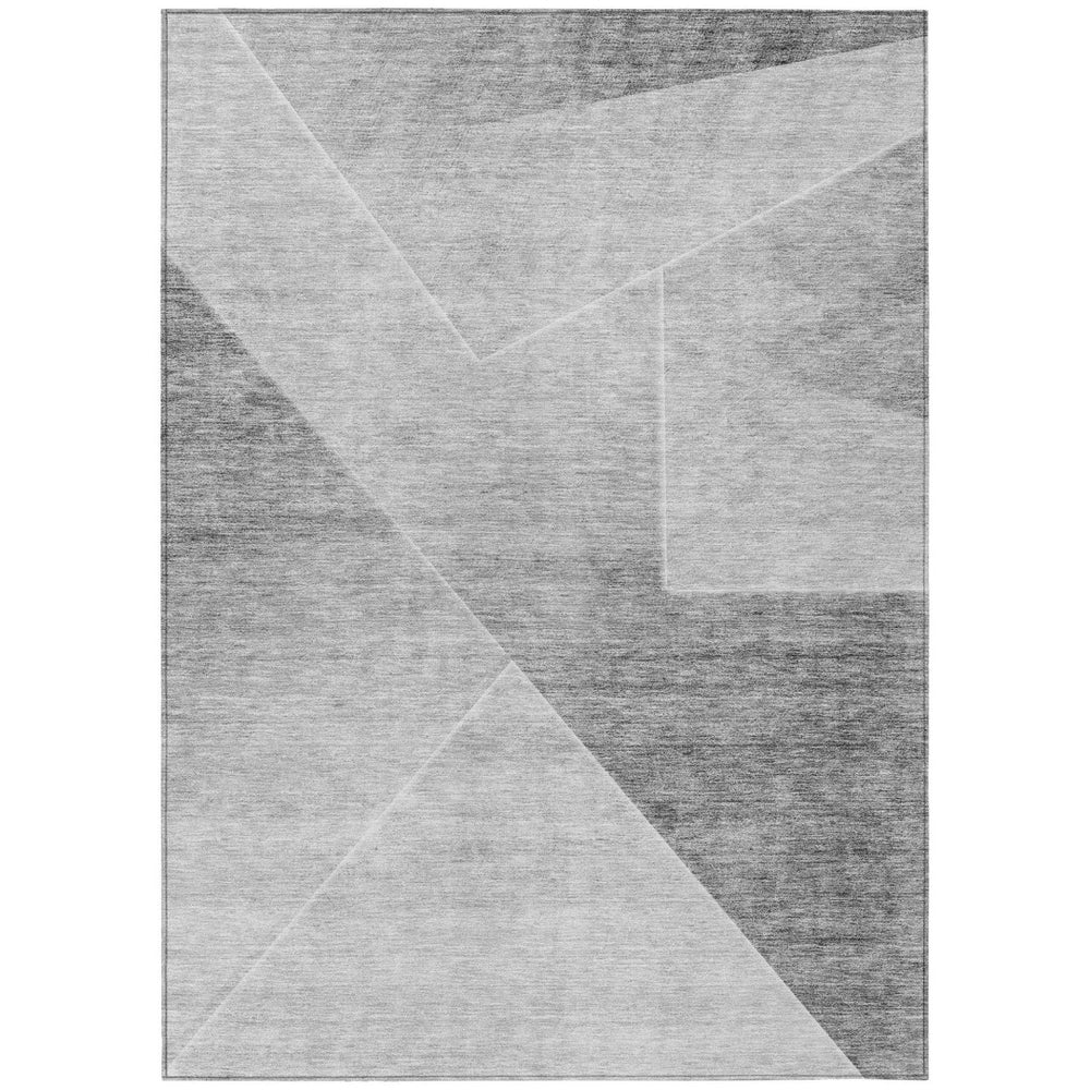 HomeRoots 9' Abstract Gray Silver Charcoal Washable Area Rug for Indoor and Outdoor High-Traffic Spaces 9' X 12' 586610