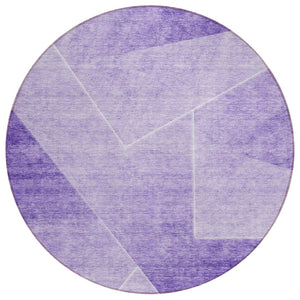 HomeRoots 5' Stylish Purple and Ivory Abstract Washable Area Rug for Indoor and Outdoor Use, Durable Design 8' Round 586614