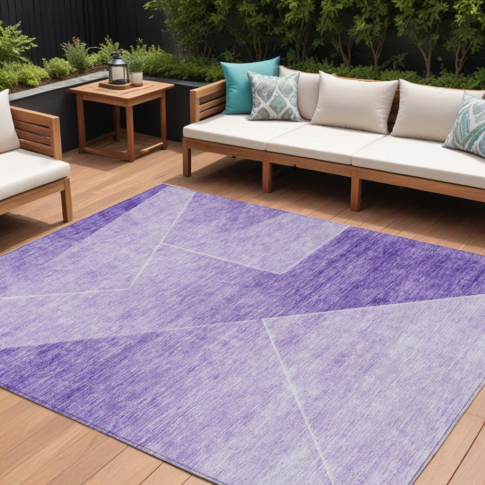 HomeRoots 9' Abstract Purple and Ivory Washable Area Rug - Modern Indoor/Outdoor Design for Stylish Spaces 9' X 12' 586616